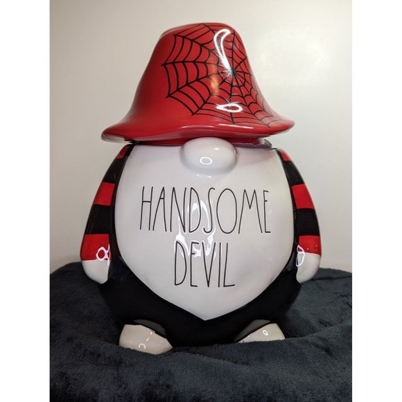 Rae Dunn Halloween Spooky Gnome Cookie Jar Canister New Handsome Devil - Picture 1 of 9